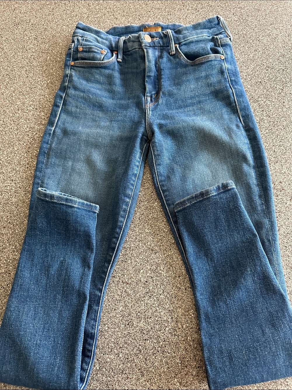 MOTHER Straight Leg Jeans in Medium Blue Wash